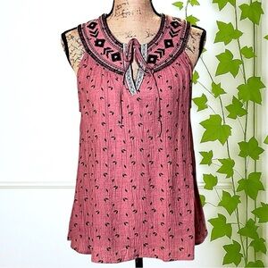 Women's Boho Pink Sleeveless Top Size L